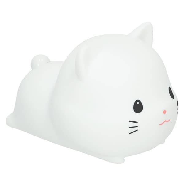 Silikon nattlampa vit RGB katt liggande
