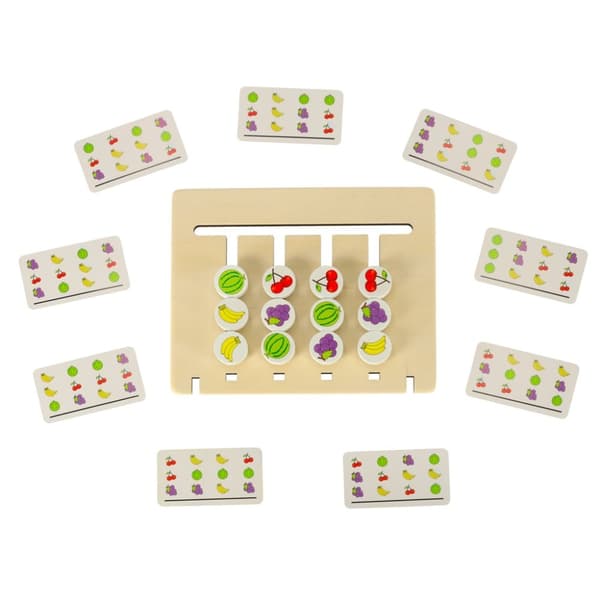 Träleksak med pedagogisk matchning av färger, Montessori-frukt