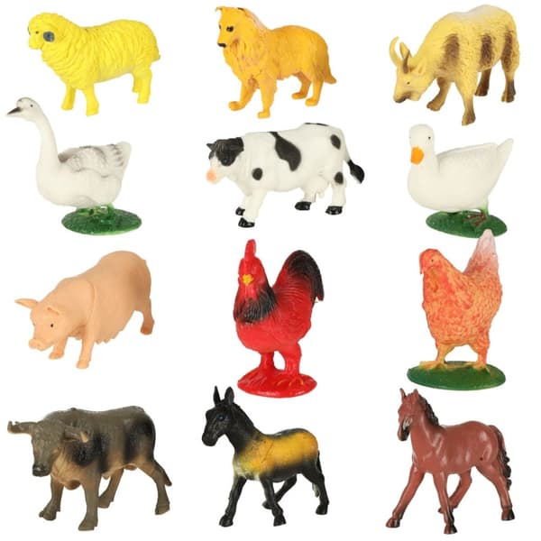 Bondgårdsdjursfigurer set ko häst 12 delar