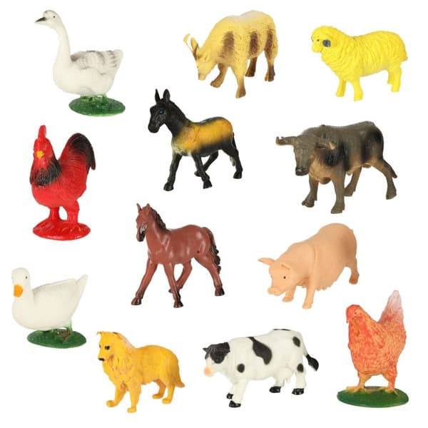Bondgårdsdjursfigurer set ko häst 12 delar