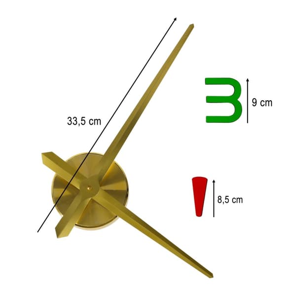 Väggklocka med 4 siffror, gul färg