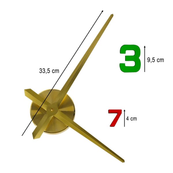 Väggklocka med klistermärken, 12 siffror, gul färg