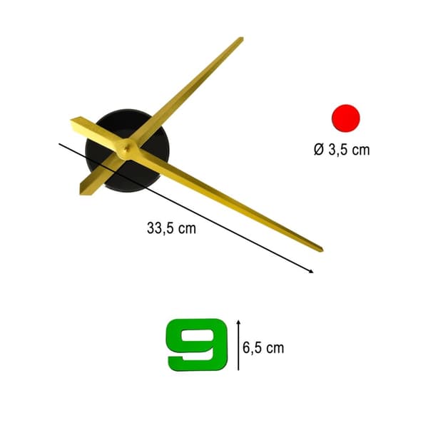 Väggklocka med klistermärken och färgade siffror 80-90 cm