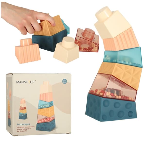 Montessori pedagogiskt pyramid sensoriskt torn med bollar