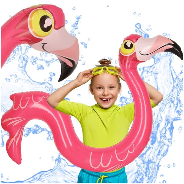 Uppblåsbar poolmadrass med nudlar och flamingo 131 cm