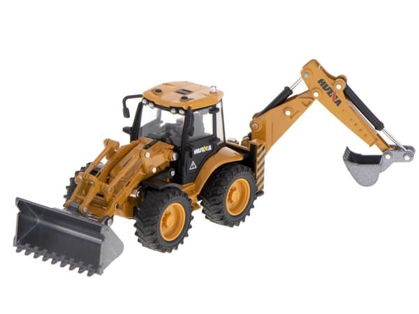 Grävmaskin, lastare, bulldozer med skopa, gjuten metallmodell H-toys 1704 1:50