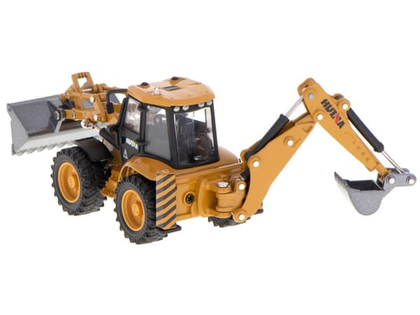 Grävmaskin, lastare, bulldozer med skopa, gjuten metallmodell H-toys 1704 1:50