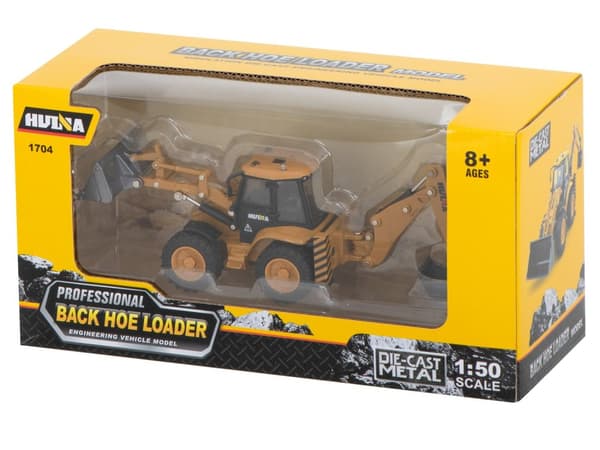 Grävmaskin, lastare, bulldozer med skopa, gjuten metallmodell H-toys 1704 1:50