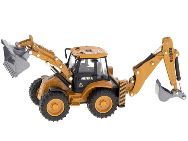 Grävmaskin, lastare, bulldozer med skopa, gjuten metallmodell H-toys 1704 1:50