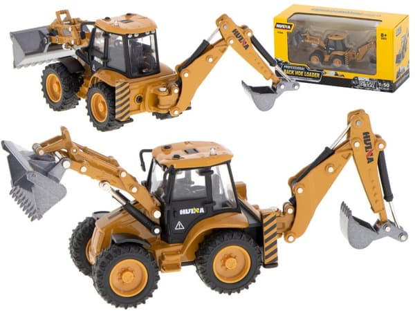 Grävmaskin, lastare, bulldozer med skopa, gjuten metallmodell H-toys 1704 1:50