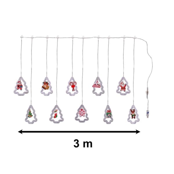 LED-julgransgardin med bild 3m 10 USB-lampor