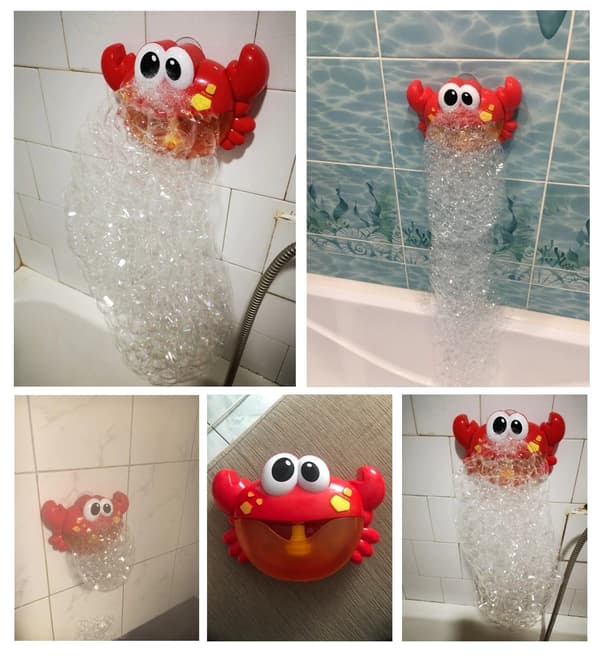 Bubbelgenerator skum badleksak krabba
