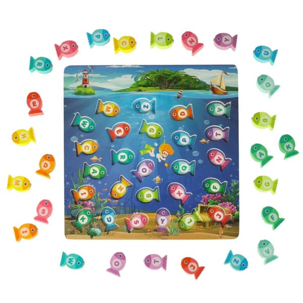 Montessori träfiskfiskemagnetspel