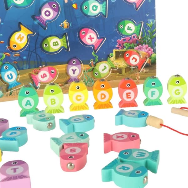 Montessori träfiskfiskemagnetspel