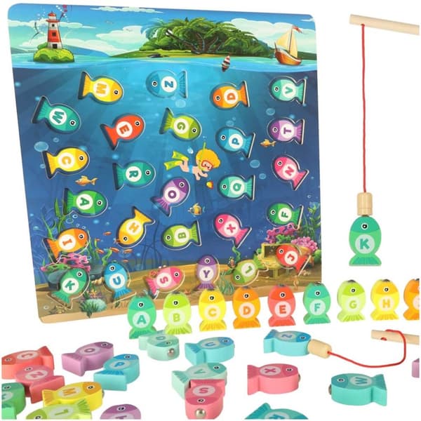 Montessori träfiskfiskemagnetspel