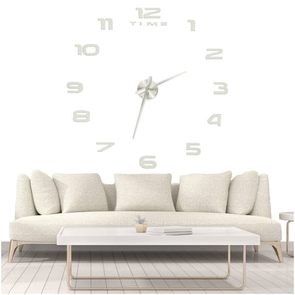 Väggklocka stor 80-120cm silver 12 siffror