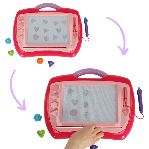 Magnetisk whiteboard-ritplatta med stämplar, rosa