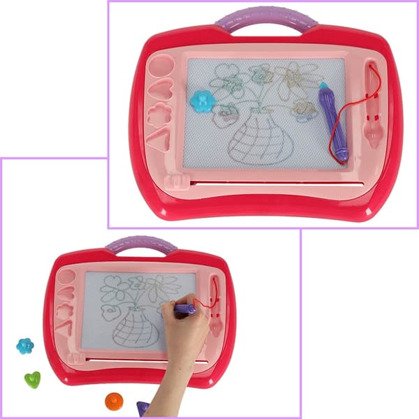 Magnetisk whiteboard-ritplatta med stämplar, rosa