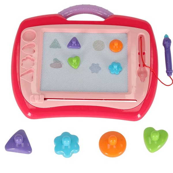Magnetisk whiteboard-ritplatta med stämplar, rosa