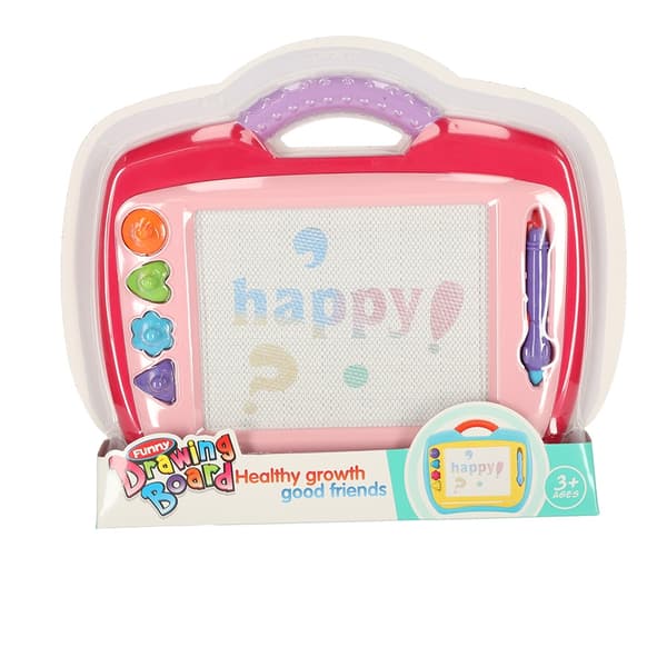 Magnetisk whiteboard-ritplatta med stämplar, rosa