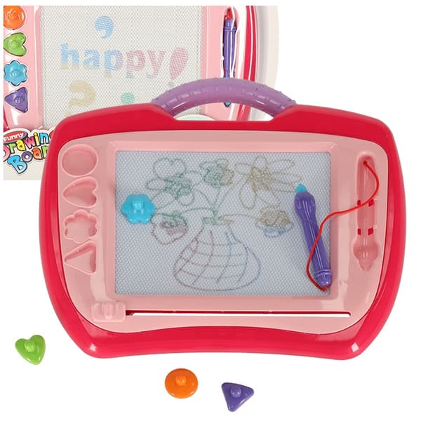 Magnetisk whiteboard-ritplatta med stämplar, rosa