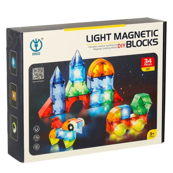 3D-konstruktionsmagnetiska tegelstenar LED-lysande 32 el.