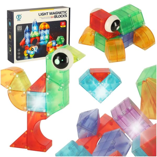 3D-konstruktionsmagnetiska tegelstenar LED-lysande 32 el.