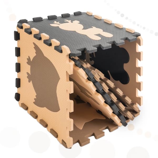 Skumpusselmatta för barn 9 el. beige-brun-svart 85 cm x 85 cm x 1 cm
