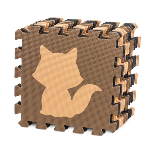 Skumpusselmatta för barn 9 el. beige-brun-svart 85 cm x 85 cm x 1 cm
