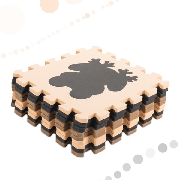 Skumpusselmatta för barn 9 el. beige-brun-svart 85 cm x 85 cm x 1 cm