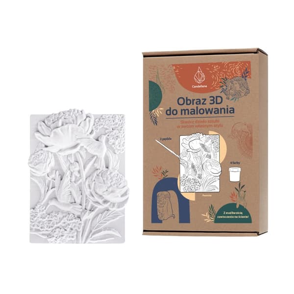CANDELLANA Gips målarbild målning 3D blommor pioner set färger och penslar