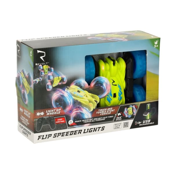 RC Revolt Flip Speeder fjärrstyrd bil med lysande hjul