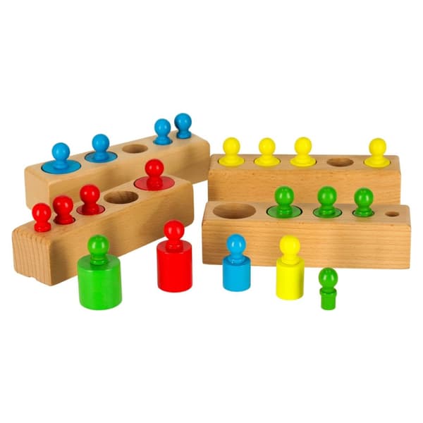 Montessori träcylindervikter färgglada