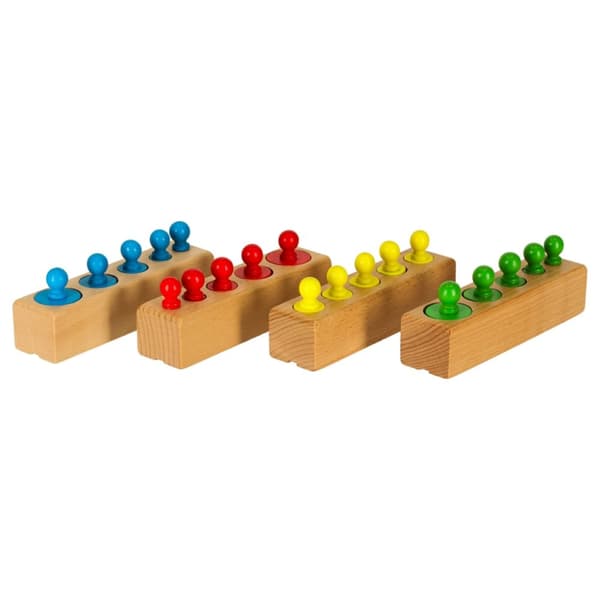 Montessori träcylindervikter färgglada