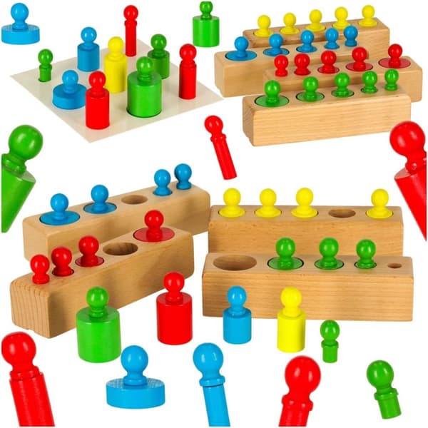 Montessori träcylindervikter färgglada