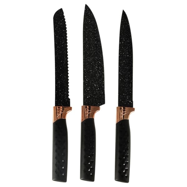 Set med köksknivar + sax marmor IMPORT