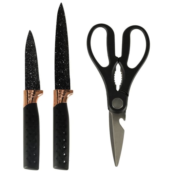 Set med köksknivar + sax marmor IMPORT