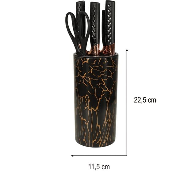 Set med köksknivar + sax marmor IMPORT