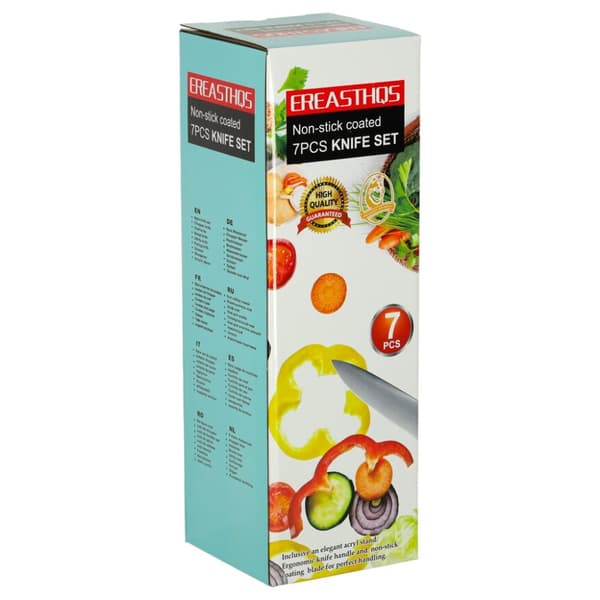 Set med köksknivar + sax marmor IMPORT