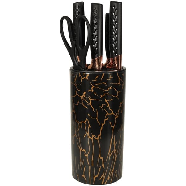 Set med köksknivar + sax marmor IMPORT
