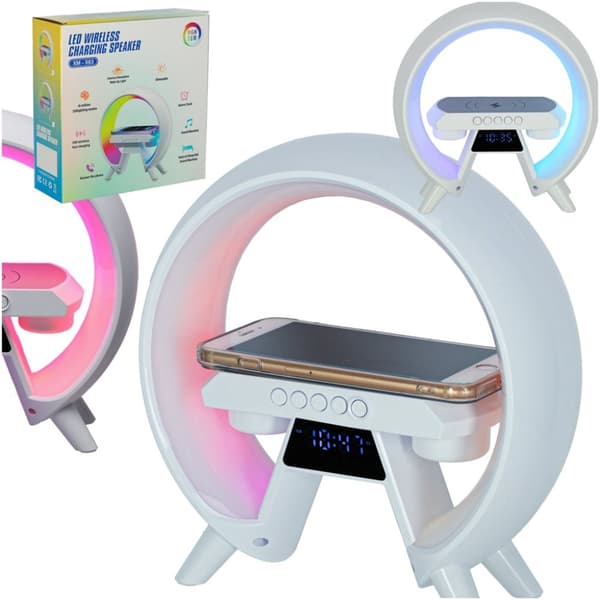 LED-lampa med induktionsladdare med radio
