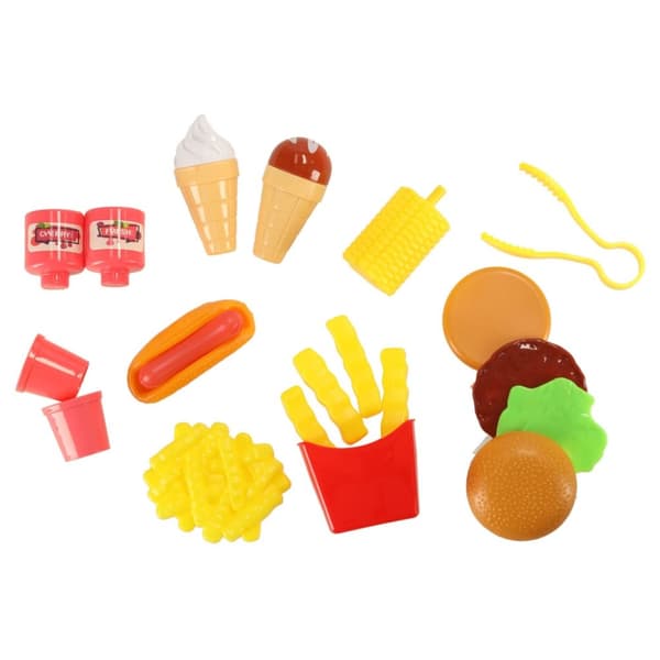 Barnkök i resväska snabbmatsburgerset glasspommes 55cm