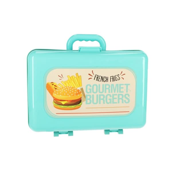 Barnkök i resväska snabbmatsburgerset glasspommes 55cm