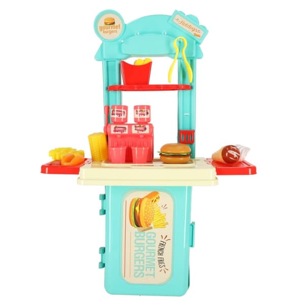 Barnkök i resväska snabbmatsburgerset glasspommes 55cm