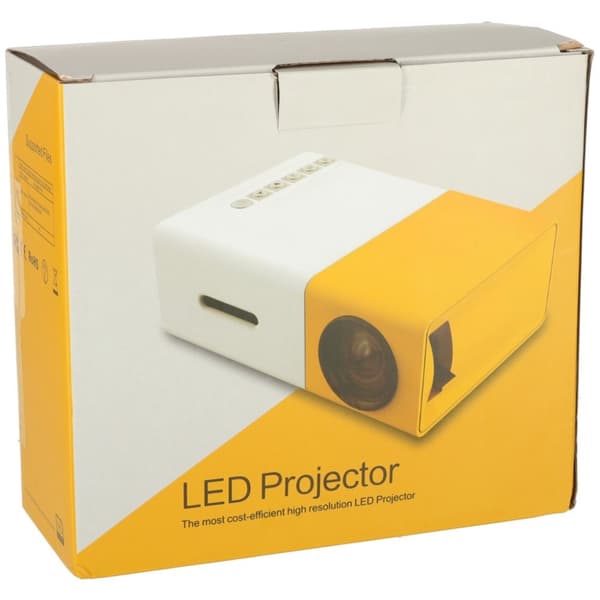 Miniprojektor bärbar projektor för barn LED TFT LCD 1920x1080 24-60" USB HDMI 12V gul och vit