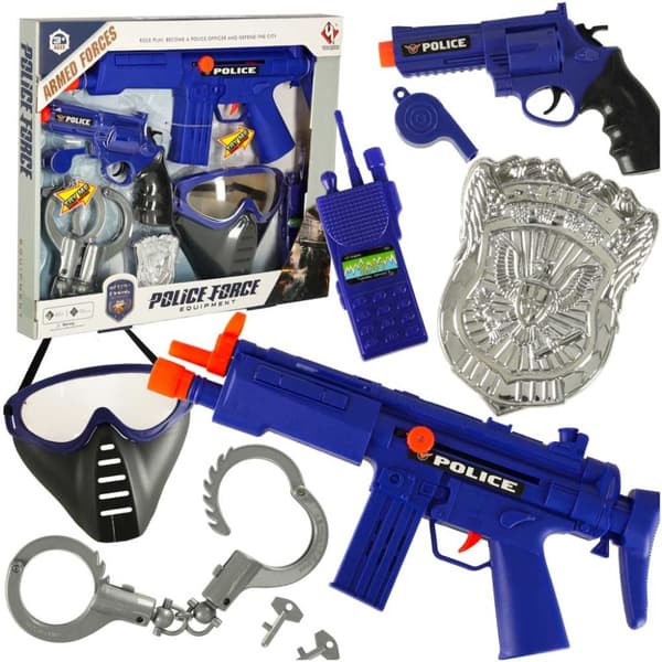 Polisen sätter pistol gevär mask handbojor
