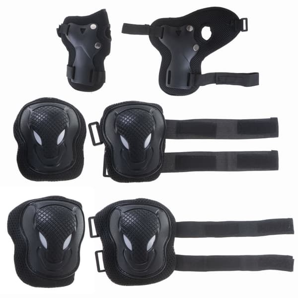 knä-armbågs-handledsskydd rullcykel sparkcykel set svart