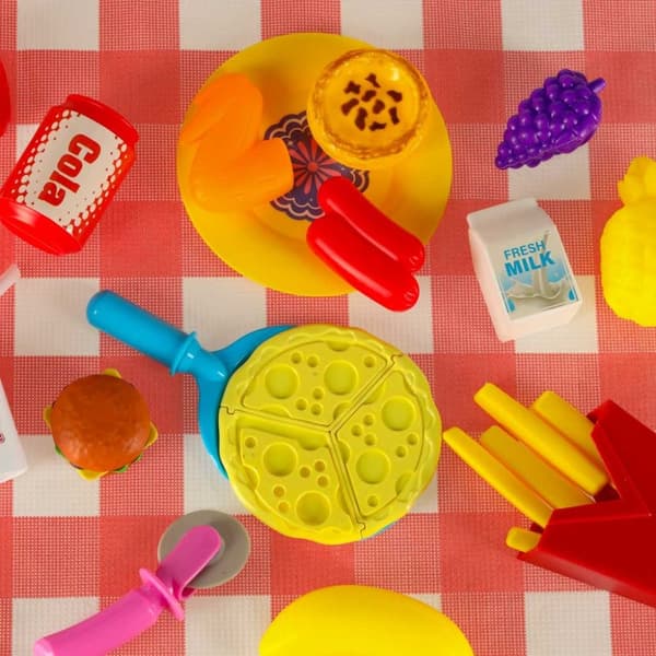 Picknickkorg snabbmat pizza leksaksmat