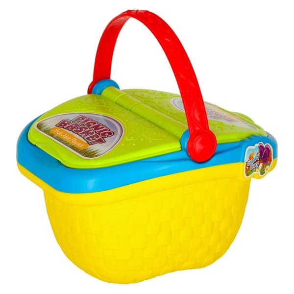 Picknickkorg fruktjuicer drycker mat leksaker