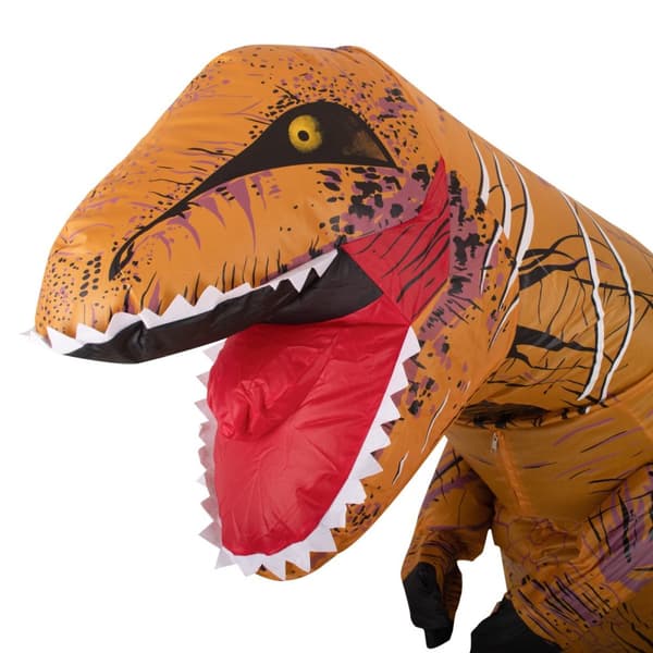 T-REX jättelik brun uppblåsbar dinosauriekostym 1,5-1,9 m